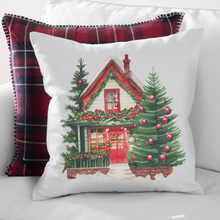 Load image into Gallery viewer, Christmas Houses Pillow Covers, Rustic Country Square covers, Country Farmhouse Decor
