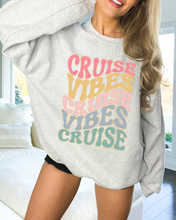 Load image into Gallery viewer, Cruise Vibes Crewneck Sweatshirt, Retro Inspired Design, Vacation Trip Shirt, For Breezy Nights at Sea!
