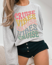 Load image into Gallery viewer, Cruise Vibes Crewneck Sweatshirt, Retro Inspired Design, Vacation Trip Shirt, For Breezy Nights at Sea!
