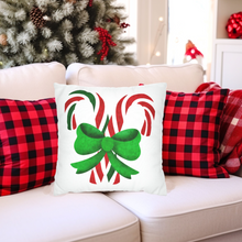 Load image into Gallery viewer, Christmas Pillow Covers, Christmas Candy Cane, Country Square Pillow Covers, Pillow Cover, Square Holiday Decor Pillow Covers
