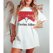 Load image into Gallery viewer, Cowboy Killer T-Shirt, Retro, Distressed Western Cowboy Bull Rodeo Design, Comfort Colors® T-Shirt, T-Shirt Dress
