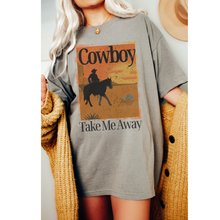 Load image into Gallery viewer, Cowboy Take Me Away T-Shirt, Retro, Distressed Western Cowboy Bull Rodeo Design, Comfort Colors® T-Shirt, T-Shirt Dress
