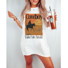 Load image into Gallery viewer, Cowboy Take Me Away T-Shirt, Retro, Distressed Western Cowboy Bull Rodeo Design, Comfort Colors® T-Shirt, T-Shirt Dress
