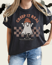 Load image into Gallery viewer, Halloween Comfort Colors® T-Shirt, Funny Creep It Real Women&#39;s Retro Skateboarding Design T-Shirt
