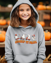 Load image into Gallery viewer, Free Shipping! Kids Halloween Hoodie, Creep It Real Hooded Sweatshirt, Boys or Girls Retro Sports, Colorful Design
