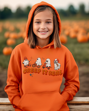 Load image into Gallery viewer, Free Shipping! Kids Halloween Hoodie, Creep It Real Hooded Sweatshirt, Boys or Girls Retro Sports, Colorful Design
