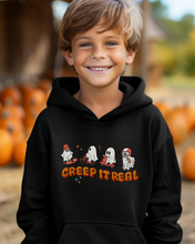 Load image into Gallery viewer, Free Shipping! Kids Halloween Hoodie, Creep It Real Hooded Sweatshirt, Boys or Girls Retro Sports, Colorful Design
