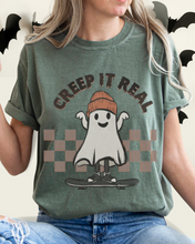 Load image into Gallery viewer, Halloween Comfort Colors® T-Shirt, Funny Creep It Real Women&#39;s Retro Skateboarding Design T-Shirt
