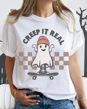 Load image into Gallery viewer, Halloween Comfort Colors® T-Shirt, Funny Creep It Real Women&#39;s Retro Skateboarding Design T-Shirt
