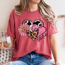 Load image into Gallery viewer, Valentine's Day Women's Comfort Colors T-Shirt, Gift for Her, Comfy Tee, Always Free Shipping, Western Hearts and Flowers Design
