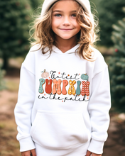 Load image into Gallery viewer, Kids Fall Hoodie, Cutest Pumpkin In The Patch Hooded Sweatshirt, Boys or Girls Fall Hooded Sweatshirt, Colorful Pastel Design
