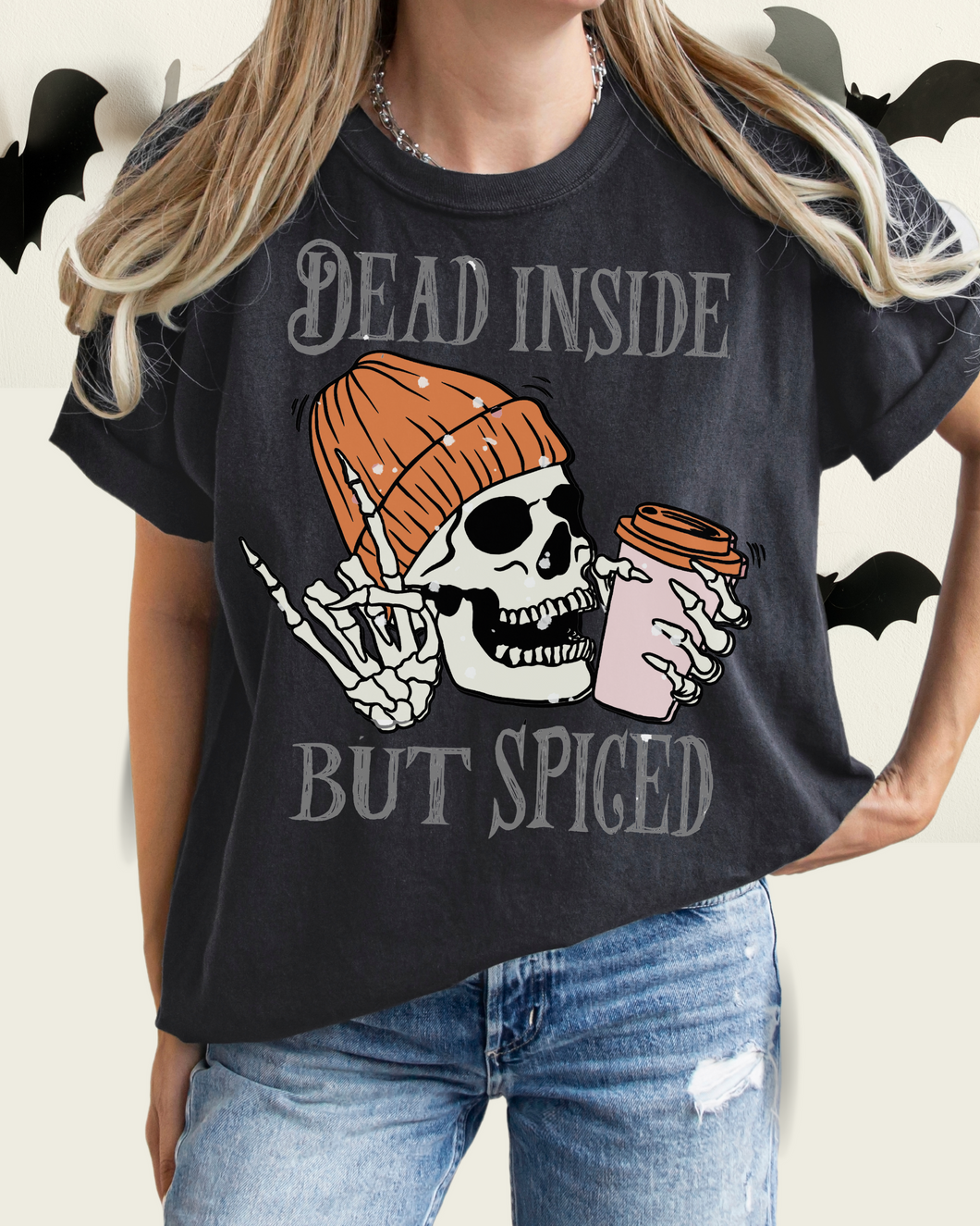 Dead Inside But Spiced Halloween Comfort Colors® T-Shirt, Funny Pumpkin Spice Design T-Shirt