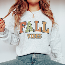 Load image into Gallery viewer, Women&#39;s Vintage Fall Vibes Sweatshirt Varsity Letters Design Gildan Pullover
