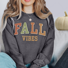 Load image into Gallery viewer, Women&#39;s Vintage Fall Vibes Sweatshirt Varsity Letters Design Gildan Pullover
