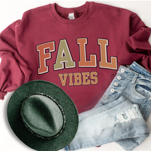 Load image into Gallery viewer, Women&#39;s Vintage Fall Vibes Sweatshirt Varsity Letters Design Gildan Pullover
