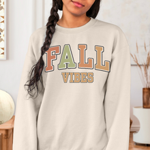 Load image into Gallery viewer, Women&#39;s Vintage Fall Vibes Sweatshirt Varsity Letters Design Gildan Pullover
