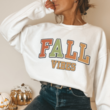 Load image into Gallery viewer, Women&#39;s Vintage Fall Vibes Sweatshirt Varsity Letters Design Gildan Pullover
