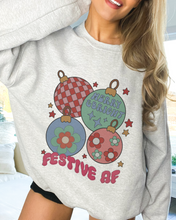 Load image into Gallery viewer, Funny Festive AF Christmas Crewneck Sweatshirt Grey, Ash, Sand, White, Pink
