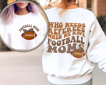 Load image into Gallery viewer, Women&#39;s Football Mom Sweatshirt, Funny Retro Front and Back Design Fall Crewneck Pullover
