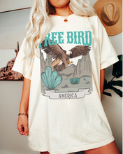 Load image into Gallery viewer, Free Bird Comfort Colors® T-Shirt, T-Shirt Dress, Turquoise Western Eagle Desert Retro Design T-Shirt
