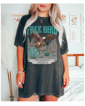 Load image into Gallery viewer, Free Bird Comfort Colors® T-Shirt, T-Shirt Dress, Turquoise Western Eagle Desert Retro Design T-Shirt
