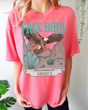 Load image into Gallery viewer, Free Bird Comfort Colors® T-Shirt, T-Shirt Dress, Turquoise Western Eagle Desert Retro Design T-Shirt
