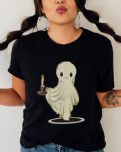 Load image into Gallery viewer, Halloween Gothic Ghost with Candle Comfort Colors® T-Shirt, Graphic Tee, Oversized print, Fall Tee
