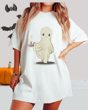 Load image into Gallery viewer, Halloween Gothic Ghost with Candle Comfort Colors® T-Shirt, Graphic Tee, Oversized print, Fall Tee
