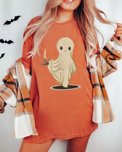 Load image into Gallery viewer, Halloween Gothic Ghost with Candle Comfort Colors® T-Shirt, Graphic Tee, Oversized print, Fall Tee
