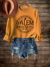 Load image into Gallery viewer, Halloween Women&#39;s Salem Broom Company Crewneck Sweatshirt, Funny Halloween Witch Shirt
