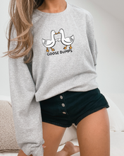 Load image into Gallery viewer, Goose Bumps Crewneck Sweatshirt, Trendy Funny Design, Two Geese Fist bumping Pullover Sweatshirt
