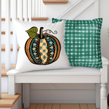 Load image into Gallery viewer, Fall Pillow Covers, Rustic Country Square, White Background Farmhouse Decor Pillowcase Set, Pumpkin Designs
