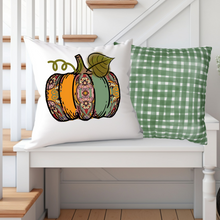 Load image into Gallery viewer, Fall Pillow Covers, Rustic Country Square, White Background Farmhouse Decor Pillowcase Set, Pumpkin Designs
