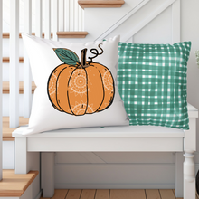 Load image into Gallery viewer, Fall Pillow Covers, Rustic Country Square, White Background Farmhouse Decor Pillowcase Set, Pumpkin Designs
