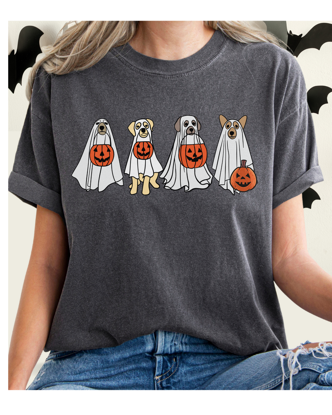 Halloween Trick or Treat Dogs Comfort Colors® T-Shirt, Women's Cute Retro Dogs Funny T-Shirt