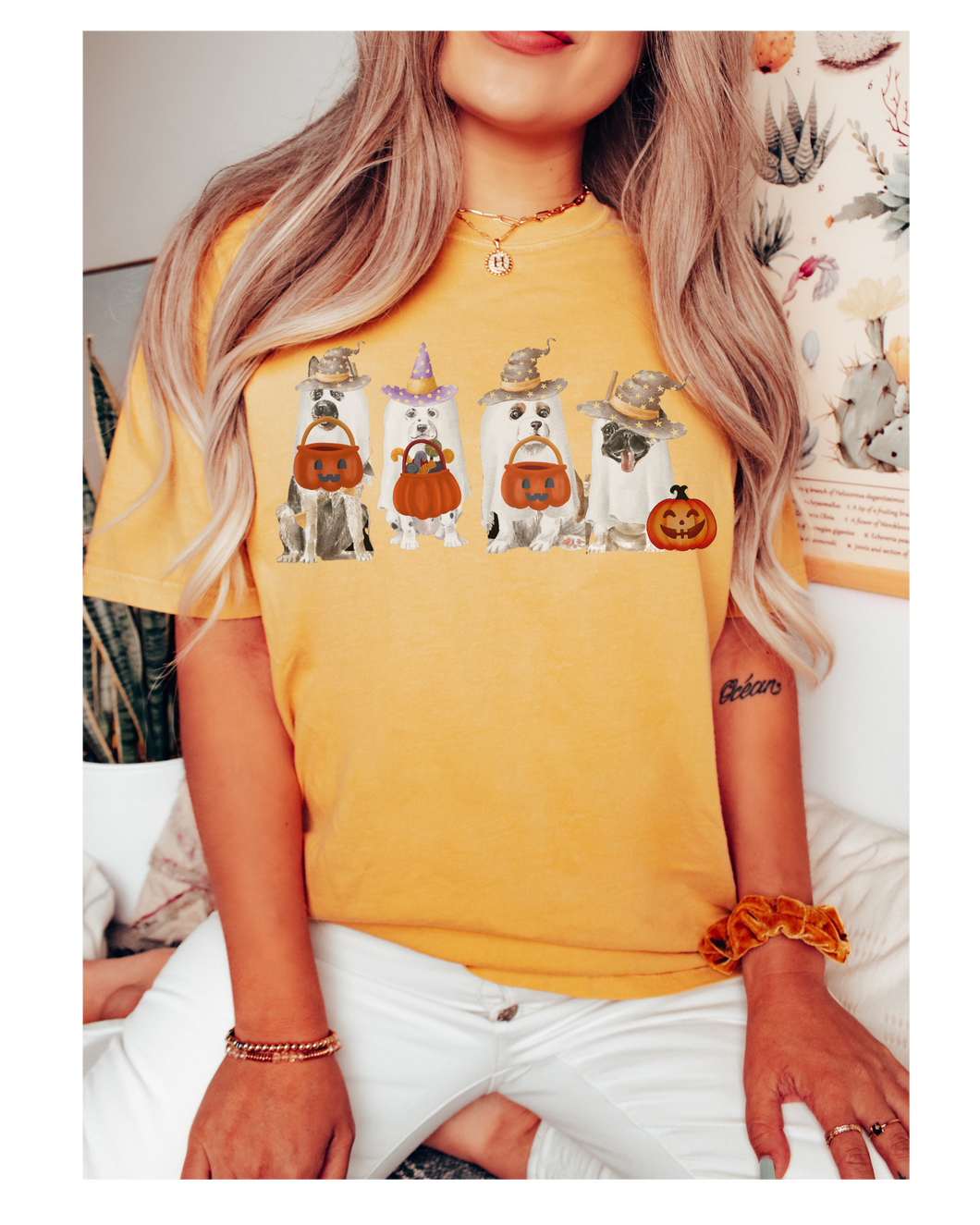 Halloween Trick or Treat Dogs Comfort Colors® T-Shirt, Women's Cute Retro Dogs Funny T-Shirt