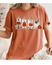 Load image into Gallery viewer, Halloween Trick or Treat Dogs Comfort Colors® T-Shirt, Women&#39;s Cute Retro Dogs Funny T-Shirt
