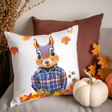 Load image into Gallery viewer, Fall Pillow Covers, Rustic Country Square covers, Country Farmhouse Decor, Cute Squirrel Pillowcase Set, Farmhouse Pillows
