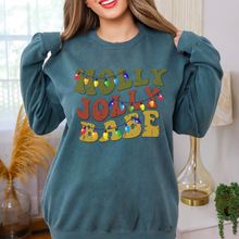 Load image into Gallery viewer, Comfort Colors Christmas Sweatshirt, Holly Jolly Babe Crewneck, Retro Warped Design, Gift for Her, Christmas Gift, Christmas Pullover
