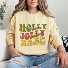 Load image into Gallery viewer, Comfort Colors Christmas Sweatshirt, Holly Jolly Babe Crewneck, Retro Warped Design, Gift for Her, Christmas Gift, Christmas Pullover
