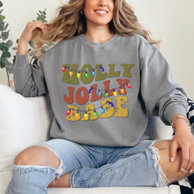 Load image into Gallery viewer, Comfort Colors Christmas Sweatshirt, Holly Jolly Babe Crewneck, Retro Warped Design, Gift for Her, Christmas Gift, Christmas Pullover
