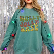 Load image into Gallery viewer, Comfort Colors Christmas Sweatshirt, Holly Jolly Babe Crewneck, Retro Warped Design, Gift for Her, Christmas Gift, Christmas Pullover
