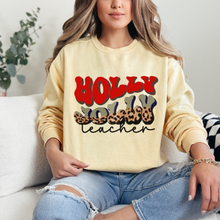 Load image into Gallery viewer, Comfort Colors Christmas Sweatshirt, Women&#39;s Unisex-Sized Teacher Pullover, Cozy Gift for Teacher, Graduation Grad Gift, Retro Christmas
