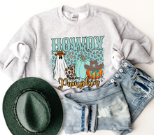 Load image into Gallery viewer, Women&#39;s Howdy Pumpkin Sweatshirt, Cute Halloween Crewneck Pullover
