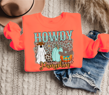 Load image into Gallery viewer, Women&#39;s Howdy Pumpkin Sweatshirt, Cute Halloween Crewneck Pullover
