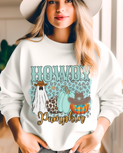 Load image into Gallery viewer, Women&#39;s Howdy Pumpkin Sweatshirt, Cute Halloween Crewneck Pullover
