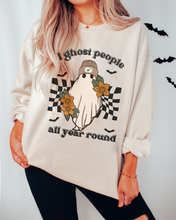 Load image into Gallery viewer, Halloween, I Ghost People All Your Round Retro Design Pullover Sweatshirt
