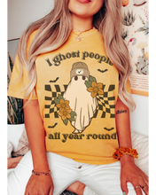 Load image into Gallery viewer, Halloween I Ghost People All Year Round Comfort Colors® T-Shirt, Graphic Tee, Halloween Retro Design print, Fall Tee
