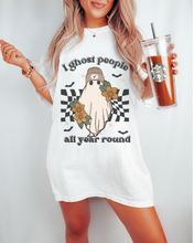 Load image into Gallery viewer, Halloween I Ghost People All Year Round Comfort Colors® T-Shirt, Graphic Tee, Halloween Retro Design print, Fall Tee
