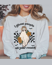 Load image into Gallery viewer, Halloween, I Ghost People All Your Round Retro Design Pullover Sweatshirt
